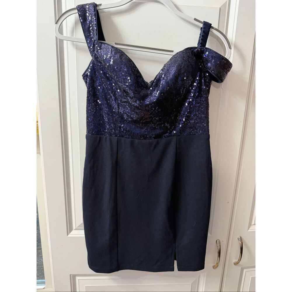 NWT Maniju Navy Blue Sequin Cocktail Dress Size Small New